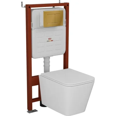 Комплект 6 в 1 Bauedge BAU усиленная инсталляция BAU IDEAL, унитаз подвесной безободковый торнадо обратного потока Bau Stil Hurricane2, сиденье микролифт E458103-BS0001-HQ2-E00108