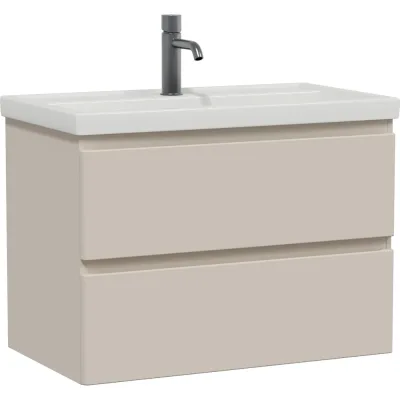 Тумба подвесная Sanstar Riana 80 с раковиной Фостер 80 (комплект) для ванной комнаты, cappuccino 521.1-1.4.1.КФОС