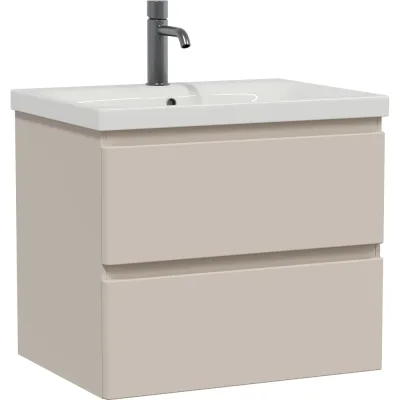 Тумба подвесная Sanstar Riana 50 с раковиной Moduo 50 (комплект) для ванной комнаты, cappuccino 518.1-1.4.1.КМОД
