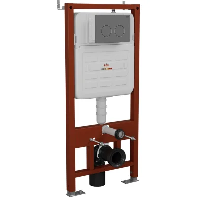 Инсталляция усиленная Bauedge BAU IDEAL, клавиша BAU Round Gun gray, серый металлик E458103-E00114