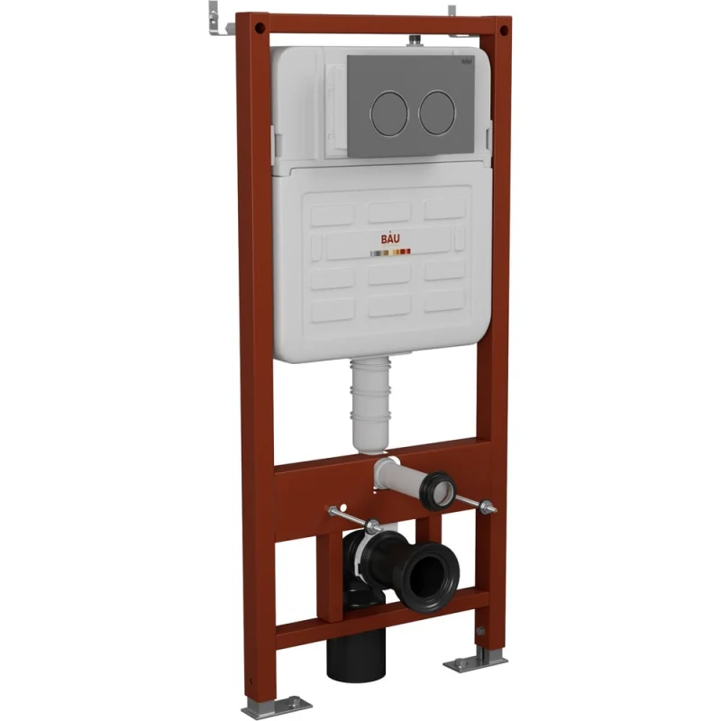 Инсталляция усиленная Bauedge BAU IDEAL, клавиша BAU Round Gun gray, серый металлик E458103-E00114