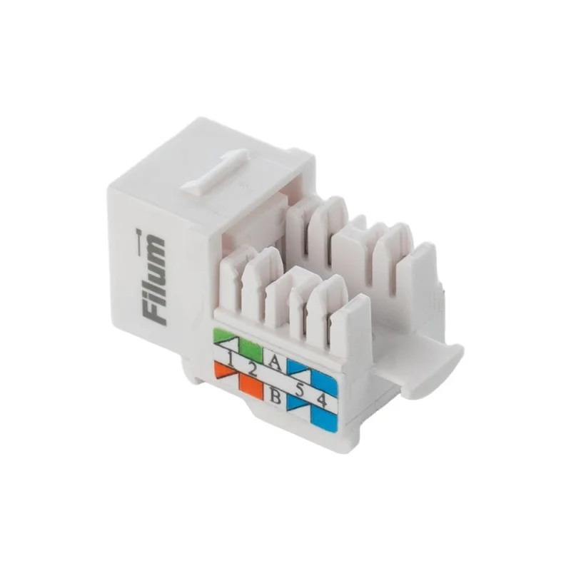 Модуль Keystone RJ45 UTP FL-KJ-U6A-WT-90 Cat 6A, Dual IDC (110/KRONE), 90 градусов, белый Filum 00-01209889