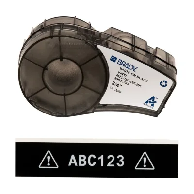 Лента 19.05мм/6.4м винил, белый на черном Brady M21-750-595-BK brd139743