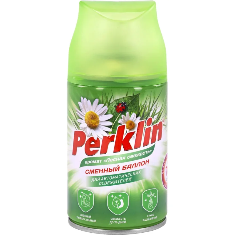 Сменный баллон Perklin 250мл, Лесная свежесть, для автоматических освежителей, универсальный 609799
