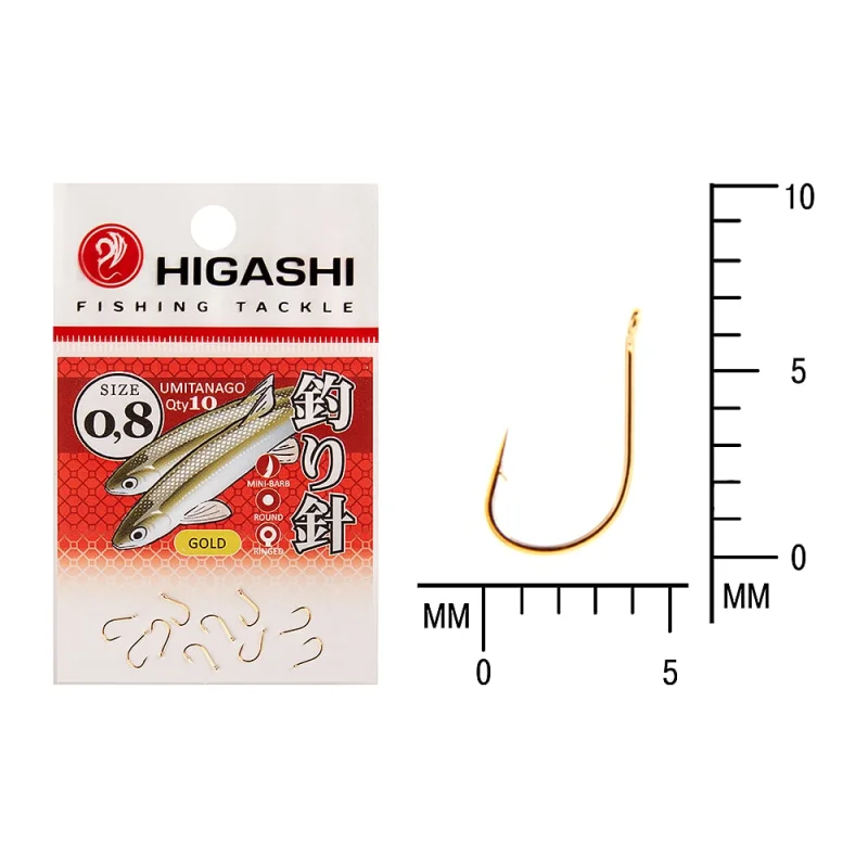 Крючок HIGASHI Umitanago ringed #0,8 Gold 03685