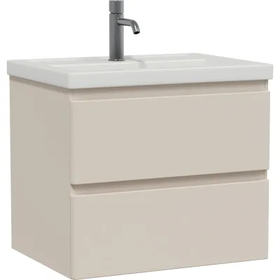 Тумба подвесная Sanstar Riana 50 с раковиной Фостер 50 (комплект) для ванной комнаты, cappuccino 518.1-1.4.1.КФОС