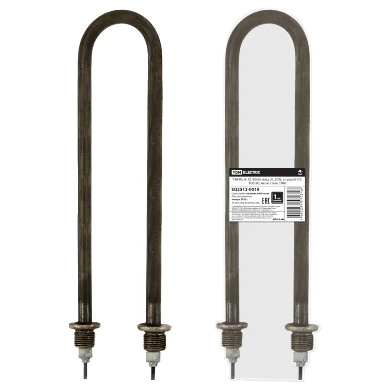 ТЭН-85 TDM ELECTRIC 12, 4,0кВт, вода J, 220В, штуцер G1/2, R30, Ф2, нержавеющая сталь SQ2512-0018