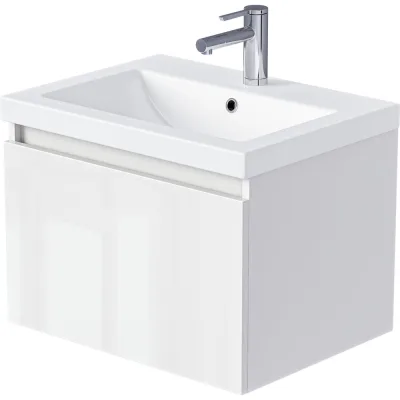 Тумба 1Marka БЛОК МИНИ/Aris mini 70П, 700×440×450 мм, 1 ящик, белая аляска/белый глянец, раковина Ц0000043063