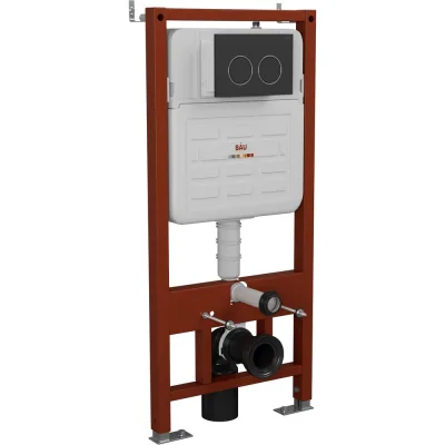 Инсталляция усиленная Bauedge BAU IDEAL, клавиша BAU Round, черная матовая E458103-E00115