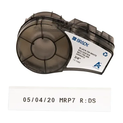 Лента 19.05мм/6.4м, полиэстер, черный на белом Brady M21-750-488 brd110936