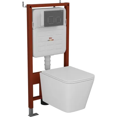 Комплект 6 в 1 Bauedge BAU усиленная инсталляция BAU IDEAL, унитаз подвесной безободковый торнадо обратного потока Bau Hurricane-2, сиденье дюропласт микроли E458103-E00121-BS0001-HQ2