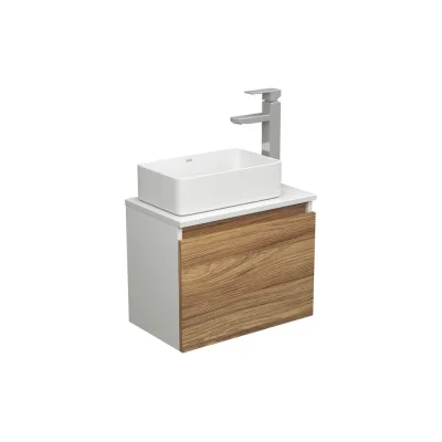 Комплект для ванной Bauedge 3 предмета (тумба Bau Dream Blackwood 50 + раковина BAU Hotel mini 37x23, белая, смеситель высокий Hotel Still) BD1610