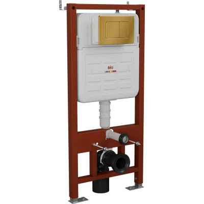 Инсталляция усиленная Bauedge BAU IDEAL, клавиша BAU Light антивандальная, нержавеющая сталь золото E458103-E00108