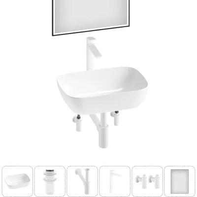 Комплект 6 в 1 Wellsee Lavinia Boho Bathroom Sink накладная раковина 46x33 см 3331110 20219316R