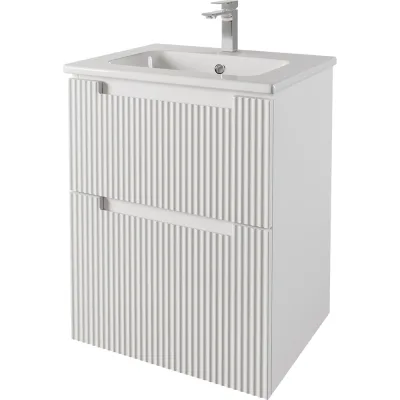 Тумба с раковиной подвесная DREJA EUPHORIA 60 см, 2 ящика, белый матовый 640344 99.2015K