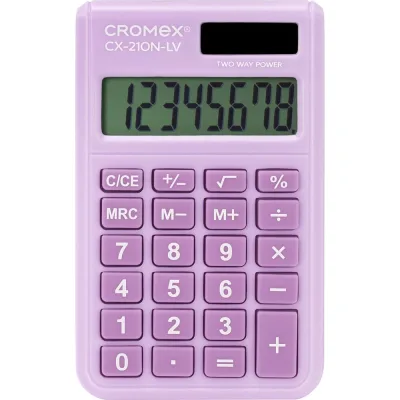 Калькулятор карманный Cromex CX-210N-LV (96х62 мм), 8 разрядов, двойное питание, сиреневый, 273836