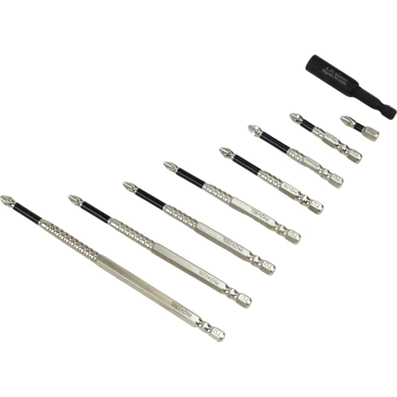 Набор бит для шуруповерта Zentor PH2 9шт 25/50/65/70/90/100/120/150 мм ZT70003S