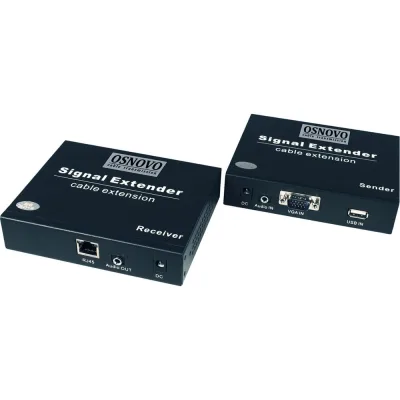 Комплект (передатчик+приемник) для передачи VGA, USB (клавиатура+мышь) и аудиосигнала по сети Ethernet OSNOVO TLN-VKM/1+RLN-VKM/1(ver.2) sct1405