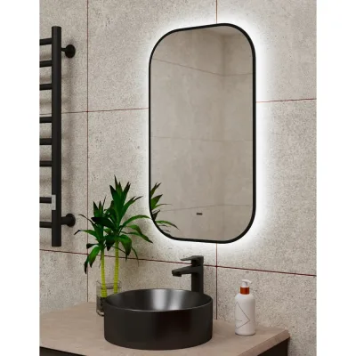 Зеркало Bauedge Bau Black Rand 40x70, с LED фоновой подсветкой, бесконтактным сенсором, черной окантовкой BBR4070