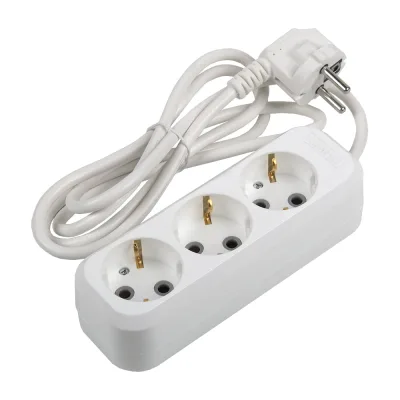 Удлинитель бытовой General Lighting Systems GES-10-3x075-3-3m, 10А, 3х0,75 мм2, 3 места, 3 метра, с заземлением 470088