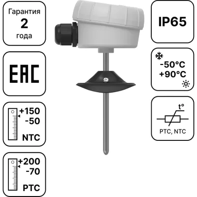 Канальный (погружной) датчик температуры Завод RGP 250 мм TS-K250 PT1000