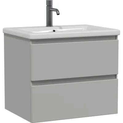 Тумба подвесная Sanstar Riana 60 с раковиной Como 60 (комплект) для ванной комнаты, грей 502.1-1.4.1.ККОМ