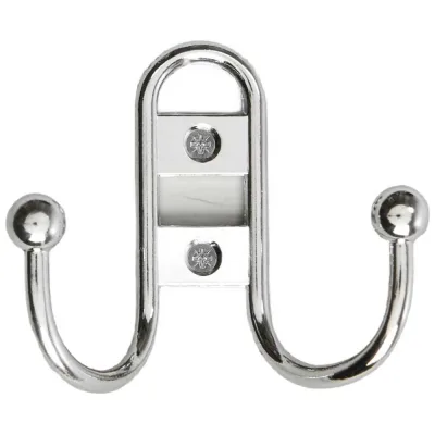 Мебельный крючок ТУНДРА KM203CP двухрожковый, цвет хром 1866187