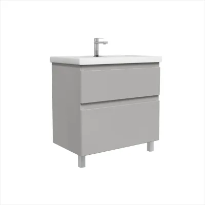 Тумба напольная Sanstar Riana 80 с раковиной Фостер 80 (комплект) для ванной комнаты, Грей 551.1-1.4.1.КФОС