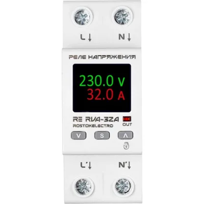 Реле напряжения ROSTOKELECTRO RE RVA-32A с ЖК-дисплеем 46-671