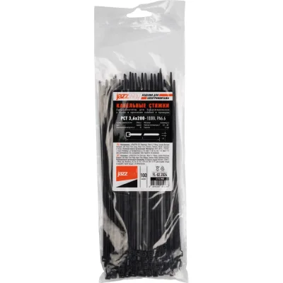 Кабельная стяжка Jazzway PCT 3,6x200-100BL PA6.6, уп. 100 шт. 5054486