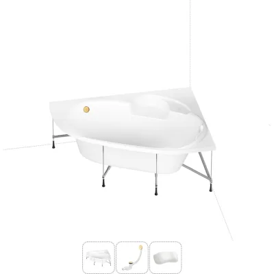 Акриловая ванна Lavinia Boho Bell Pro 20221004R в наборе 4 в 1: акриловая ванна, каркас, слив-перелив, подголовник (цвет набора золото)