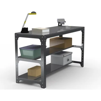 Стол металлический ООО Металекс серия KIT 750х1100х400 две полки, серый, рост 201344