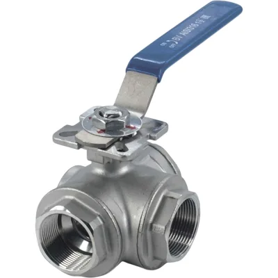 Кран шаровый NEWKEY трехходовой (T-тип) нержавеющий, AISI316 DN40 (1_1/2), (CF8M), PN40 NK-BTt40/6