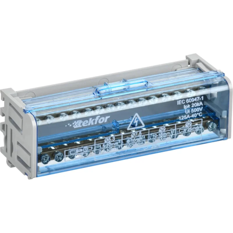 Шины на DIN-рейку (кросс-модуль) IEK TEKFOR ШНК 2x15 L+PEN TF-DN10-2-15-125