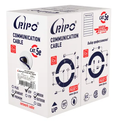 Интернет-кабель уличный (витая пара) UTP CAT5e 4х2х0,51 мм Ripo Plus черный (305 м)