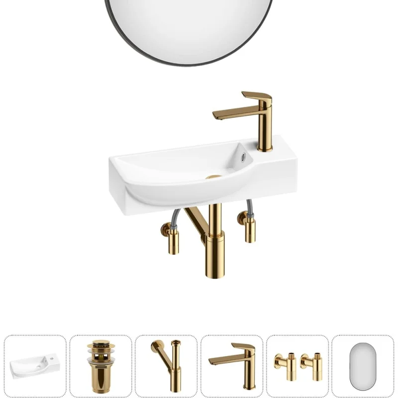Комплект Wellsee 6 в 1 Lavinia Boho Bathroom Sink накладная/подвесная раковина 50x24 см 20219669R
