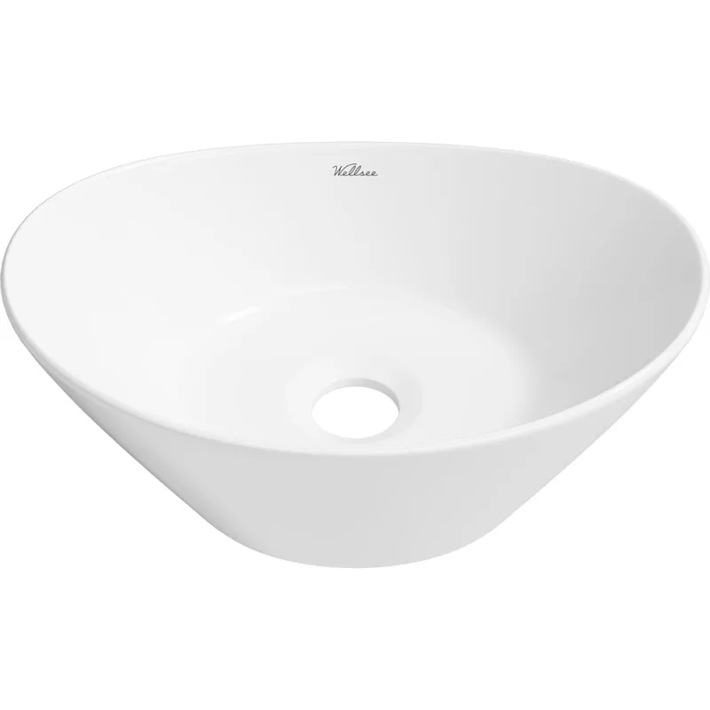 Накладная раковина для ванной Wellsee Dulcet Tones овальная, ширина умывальника 36 см, цвет глянцевый белый 339001000