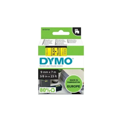 Картридж с лентой Dymo S0720730 9 мм, 7 м, пластик, черный на желтой ленте DYMO40918