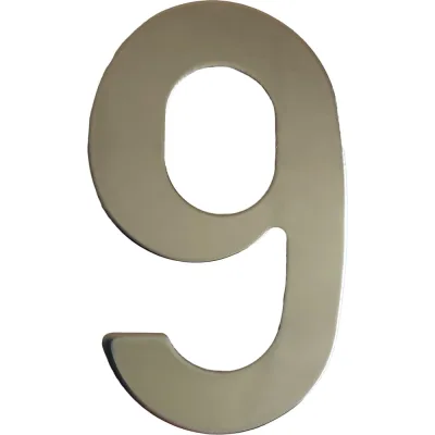 Самоклеящаяся цифра Скобяной малая, металлическая, хром, "9" 009856