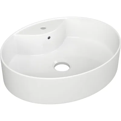 Овальная накладная раковина Bauedge BAU Nimb 51x41, с отверстием под смеситель, белая NS0004