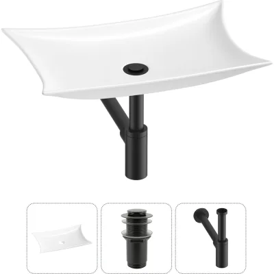 Комплект 3 в 1 Wellsee Bathroom Sink накладная раковина 59x39 см, состоит из 3331111 20215292R