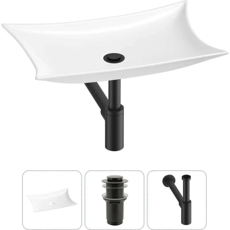 Комплект 3 в 1 Wellsee Bathroom Sink накладная раковина 59x39 см, состоит из 3331111 20215292R