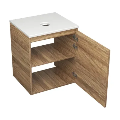 Тумба Bauedge Bau Dream Blackwood 50 с дверцей, раковина BAU Nimb 51x41 белая, смеситель Hotel Dream Black, нерж. сталь, черный, выпуск клик клак черный SD3164
