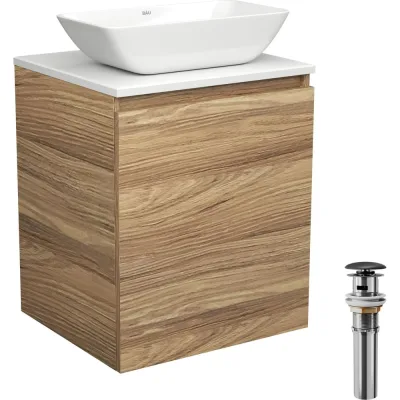 Тумба Bauedge Bau Dream Blackwood 50 с дверцей, раковина BAU Spectrum mini 47х24, выпуск клик клак черный SD3022
