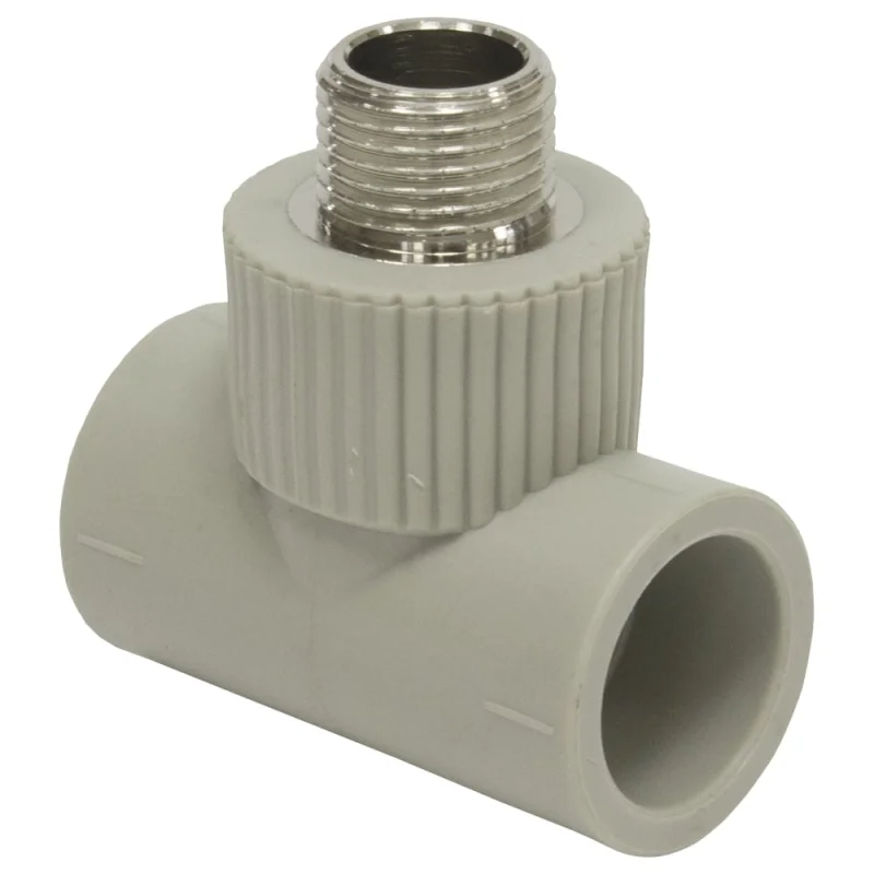 Комбинированный тройник TEBO PPR 20x1/2" НР серый 031040502