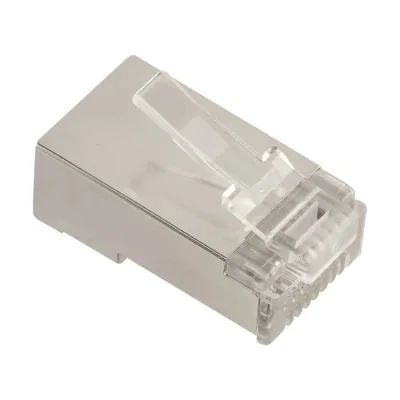 Универсальный, коннектор RJ45 LANMASTER тип EZ, 8P8C, STP, Cat.6, со вставкой, покрытие 50 микрон, 100 шт. LAN-EZ45-8P8C/S6-100