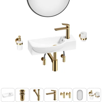 Комплект Wellsee 7 в 1 Lavinia Boho Bathroom Sink накладная/подвесная раковина 50x24 см 20219673R