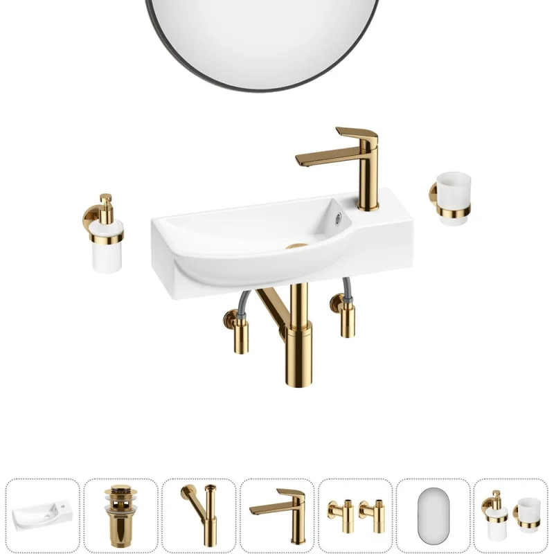 Комплект Wellsee 7 в 1 Lavinia Boho Bathroom Sink накладная/подвесная раковина 50x24 см 20219673R