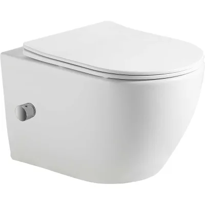 Унитаз подвесной безободковый HOLLER WALL BIDET, 530х360х350мм, сиденье дюропласт, микролифт, белый, со смесителем и функцией биде 329126