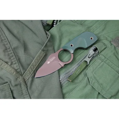 Туристический нож Kizlyar Supreme Amigo X сталь D2 Grey, Titanium, рукоять из зеленого G10 4650065056113